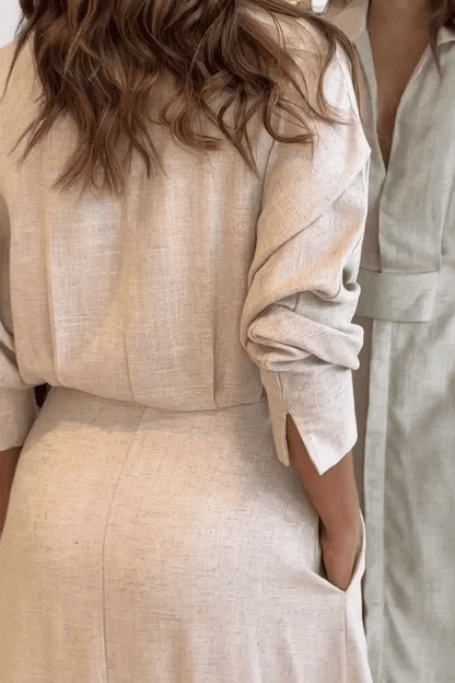 Cotton And Linen Solid Color Maxi Dress