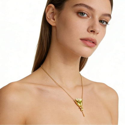 Elegant Flower Bouquet Pendant Necklace – Romantic ewelry Gift