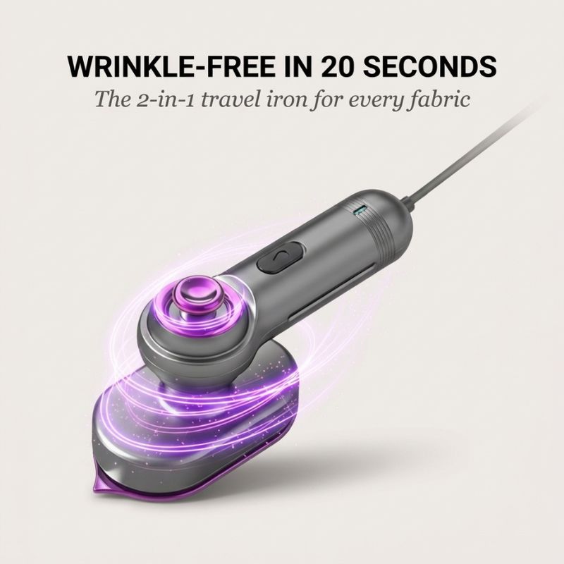 2-in-1 Portable Handheld Garment Steamer & Travel Iron