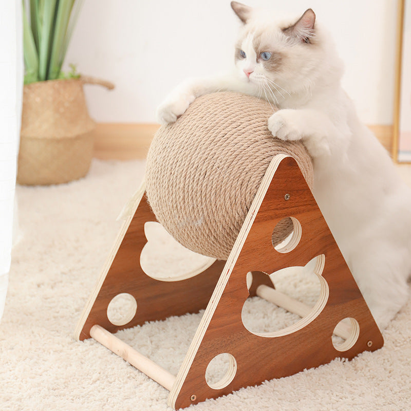 Cat scratching board with rope ball