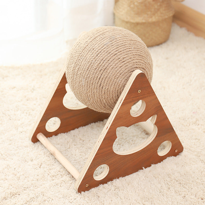 Cat scratching board with rope ball