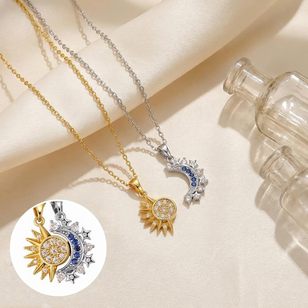 2Pcs Sun and Moon Necklace Set