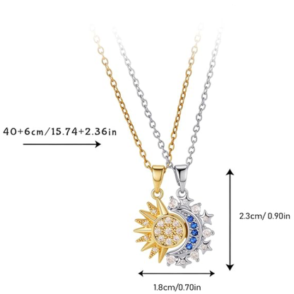 2Pcs Sun and Moon Necklace Set