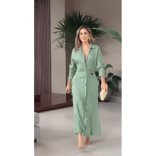 Cotton And Linen Solid Color Maxi Dress