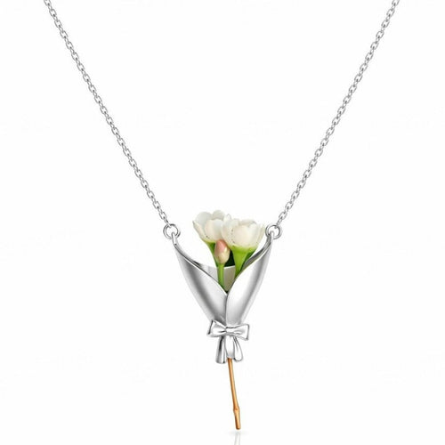 Elegant Flower Bouquet Pendant Necklace – Romantic ewelry Gift