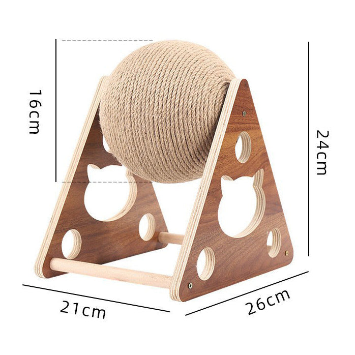 Cat scratching board with rope ball