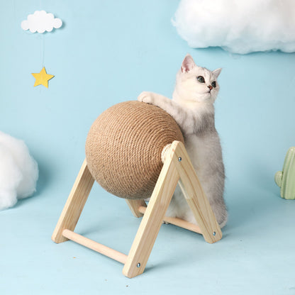 Cat scratching board with rope ball