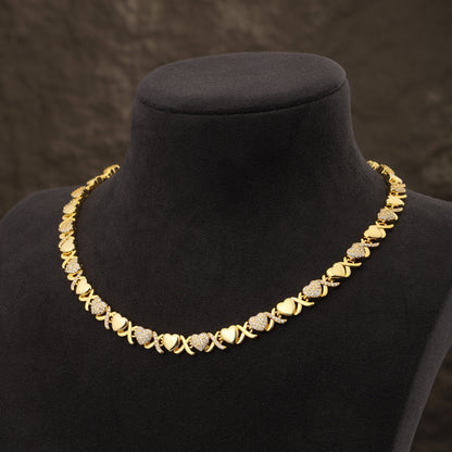 Gold  Diamond Gemstone Necklace