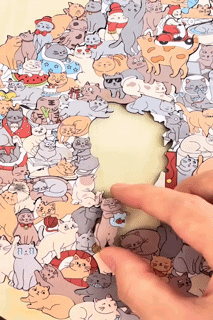 135-Piece Colored Cat Shaped Wooden Jigsaw Puzzle