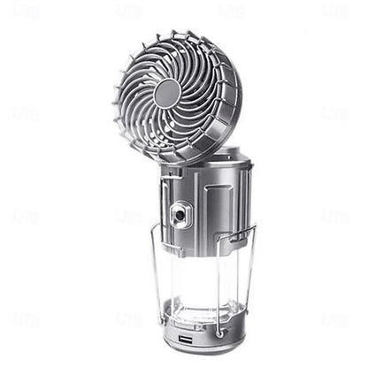 Solar Camping Light with Fan Portable and Stretchable Electric Fan Emergency Light Outdoor Lighting Mobile Phone Rechargeable LED Tent Light