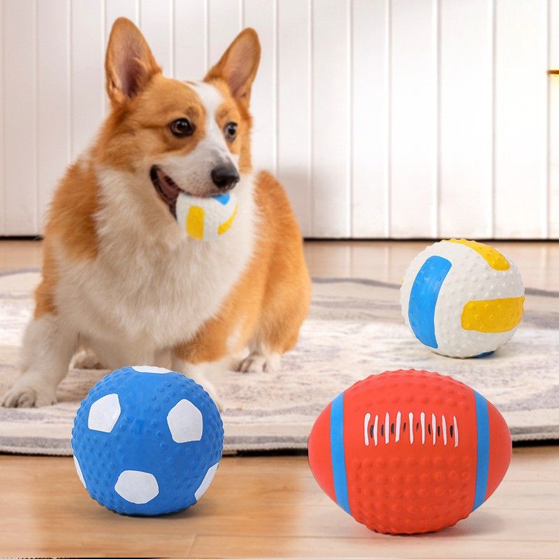 Interactive Latex Squeaky Sports Ball for Dogs